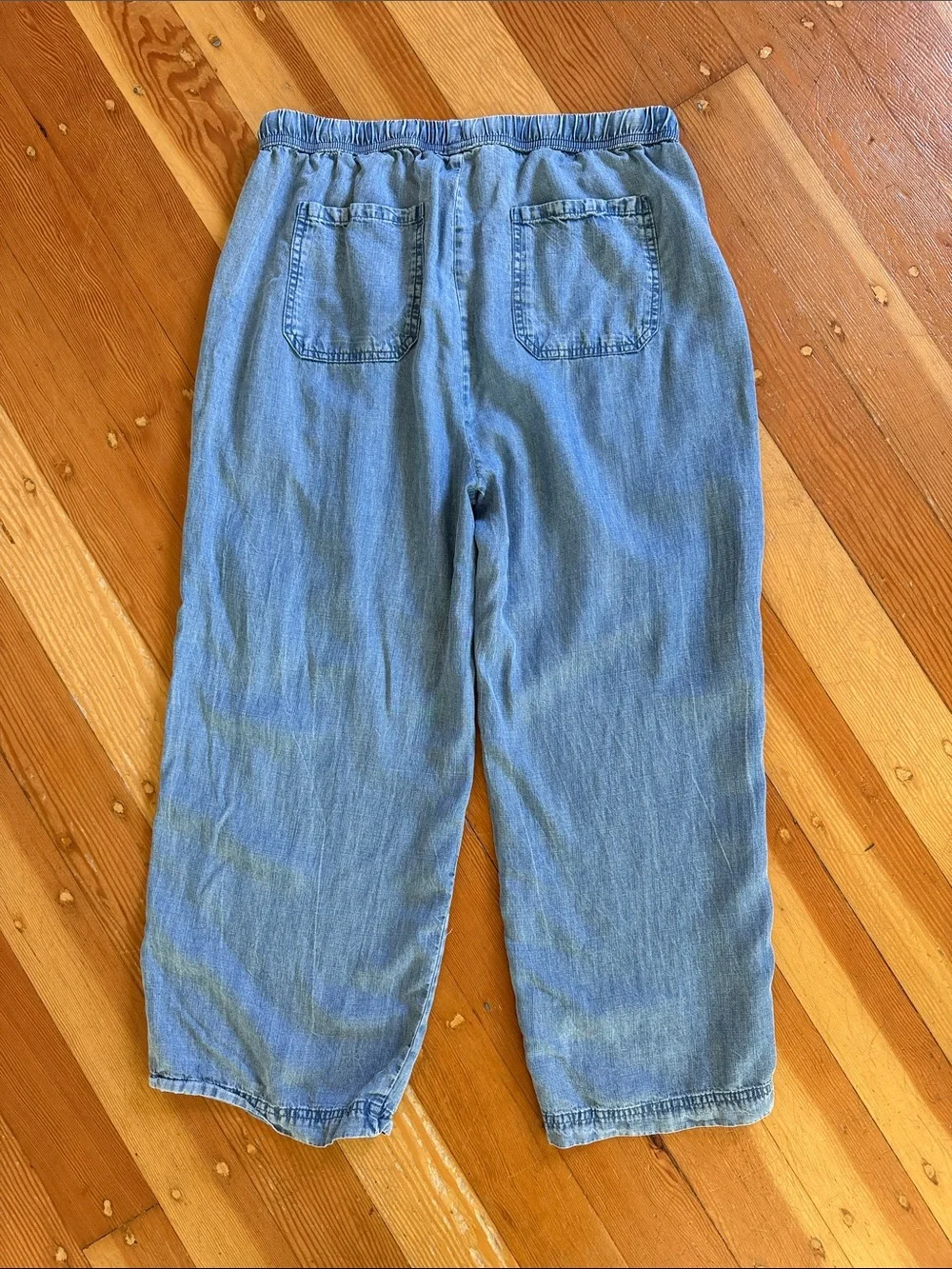 Splendid Lyocell Pull On Wide Leg Chambray Cropped Pants Medium - Picture 4 of 4